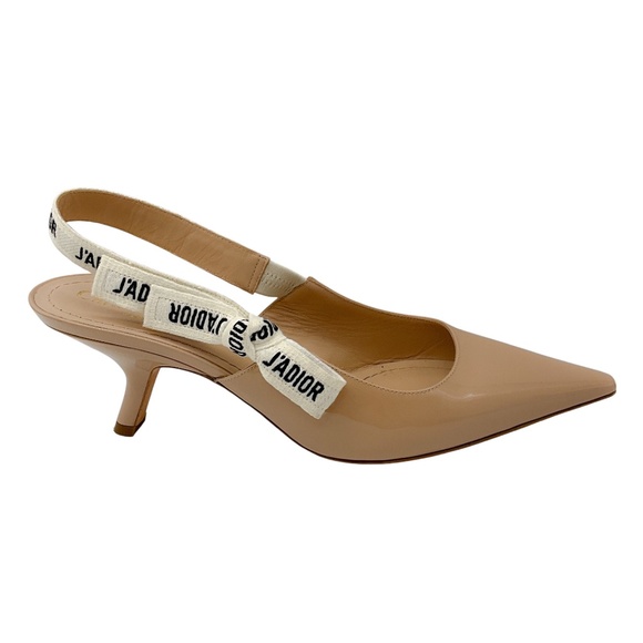 CHRISTIAN DIOR NUDE PATENT RIBBON J'ADIOR SLINGBACK PUMPS - Picture 2 of 11